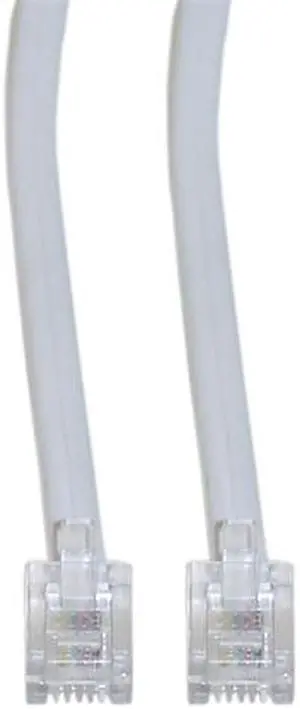 Cable Wholesale Telephone Cord (Voice), RJ11, 6P / 4C, Reverse, 15 foot - White