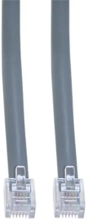 RJ12, 6P / 6C, Silver Satin Flat, Straight, 1 ft (Data)