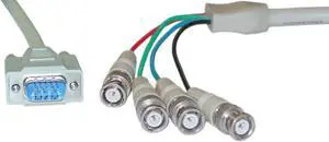 Cable Wholesale SVGA (HD15 Male) to BNC (4 Male) Monitor Breakout Cable with Ferrite Bead, Double Shielded, 6 foot