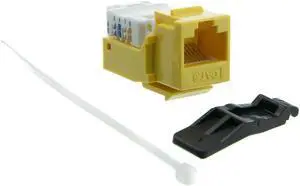 Cable Wholesale Cat 6 Keystone Jack, Yellow, Toolless, RJ45 Female