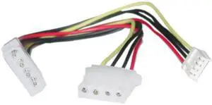 Cable Wholesale 4 Pin Molex to Floppy and 4 Pin Molex Power Y Cable, 5.25 inch Male to 5.25 inch Female and 3.5 inch Female, 8 inch