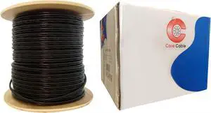 Direct Burial / Outdoor rated RG59 Siamese Coaxial / Power Cable, Black, Solid Core (Copper) Coax, 18 / 2 (18 AWG 2 Conductor) Stranded Copper Power, Spool, 1000 foot