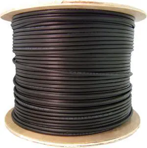 Direct Burial / Outdoor rated Cat 6 Ethernet Cable, Solid, CMXT, STP (Shielded Twisted Pair), Foil + Waterproof Tape, 23 AWG, Spool, 1000 foot - Black