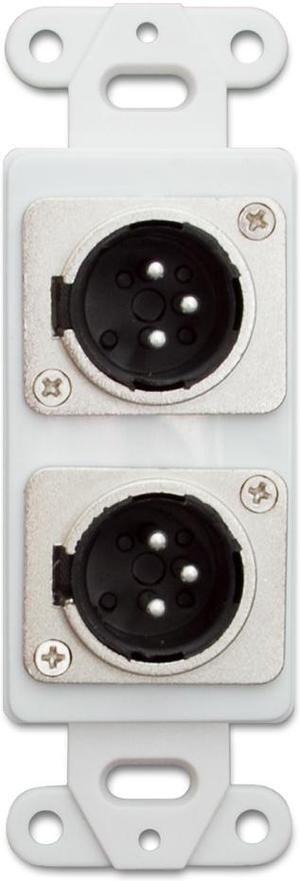 Decora Wall Plate Insert, White, Dual XLR Male to Solder Type