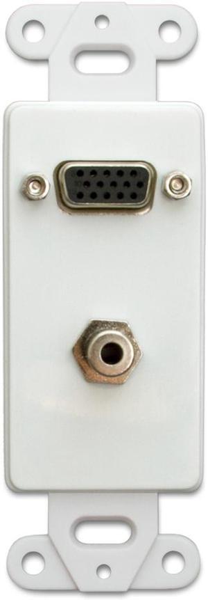Cable Wholesale VGA (HD15) Coupler and 3.5mm Stereo Coupler, HD15 Female and 3.5mm Stereo Female Decora Wall Plate Insert, White