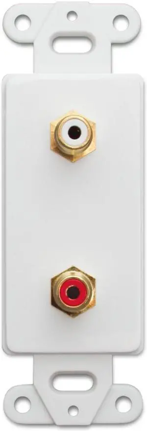 Cable Wholesale RCA Stereo Couplers (Red / White), 2 RCA Female Decora Wall Plate Insert, White
