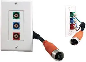 Cable  EZ Pull Audio/Video Wall Plate, Orange Male to Component Video (3 RCA Female, RGB)