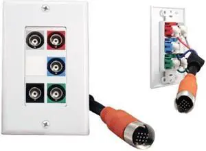 Cable  EZ Pull Audio/Video Wall Plate, Orange Male to 5 BNC Female (RGBHV)
