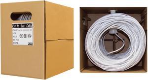 Cable  Bulk Cat5e Ethernet Cable, Solid, UTP  Pullbox, 500 foot - White