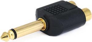 6.35mm (1/4 Inch) Mono Plug to 2 RCA Jack Splitter Adaptor - Gold Plated