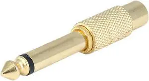 Monoprice Metal 6.35mm Mono Plug to RCA Jack Adaptor - Gold Plated