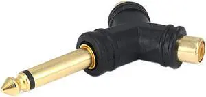 6.35mm (1/4 Inch) Mono Plug to 2 RCA Jack Splitter Adaptor - Gold (Y type)