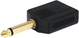 6.35mm (1/4 Inch) Mono Plug to 2 x 6.35mm (1/4 Inch) Stereo Jack Splitter- Gold