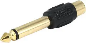 6.35mm (1/4 Inch) Mono Plug to RCA Jack Adaptor - Gold (Yellow plastic center)