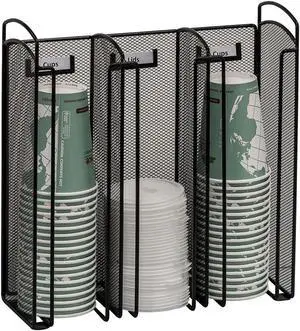 Safco Onyx Mesh Cup and Lid Holder, Black-BL
