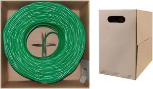 CAT5E Bulk Cable, Green, Solid, UTP, CMP/Plenum, 24 AWG, 1000 ft