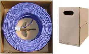 Bulk Cat6 Ethernet Cable, Solid, UTP (Unshielded Twisted Pair), Pullbox, 1000 foot - Purple