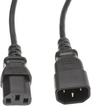Computer Power Cord Extension, UL / CSA, Black, 1 ft