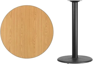 36'' Round Natural Laminate Table Top with 24'' Round Bar Height Table Base 36'' Round Natural Laminate Table Top with 24'' Round Bar Height Table Base
