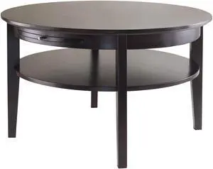 Winsome Trading 92232 Amelia Round Coffee Table with Pull out Tray - Dark Espresso