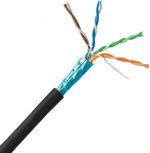 Bulk Shielded Cat5e Ethernet Cable Solid Pullbox 1000 foot - Black