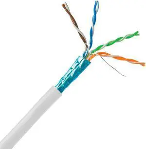 Bulk Shielded Cat5e White Ethernet Cable, Solid, Pullbox, 1000 foot