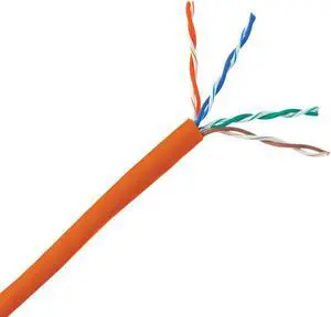 CAT5E Bulk Cable, Orange, Solid, UTP, CMP/Plenum, 24 AWG, 1000 ft