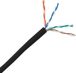 CAT5E UTP Bulk Cable Solid CMP/Plenum 350MHz 24 AWG 1000 ft - Black