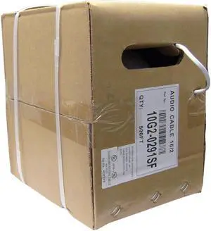Speaker Cable, White, Pure Copper, CM / Inwall rated, 12/2 (12 AWG 2 Conductor), 65 Strand / 0.16mm, Pullbox, 500 foot
