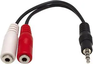 Offex Wholesale 3.5mm Stereo Male / Dual 3.5mm Stereo Female, 3.5mm Stereo Y Cable - 6 inch