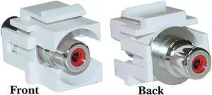 Cable Wholesale Recessed RCA Female / Female Coupler, Keystone Insert, White (Red RCA)
