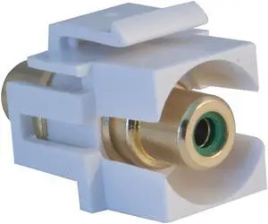 Cable Wholesale RCA Female / Female Connector Keystone Module (Recessed) White (Green RCA)