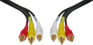 Offex Stereo/VCR RCA Cable, 2 RCA (Audio) + RCA RG59 Video, Gold-plated Connectors, 50 foot