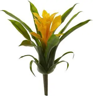 Nearly Natural Home Decorative 10" Bromeliad Artificial Flower Set of 6 - Yellow Nearly Natural Home Decorative 10" Bromeliad Artificial Flower Set of 6 - Yellow