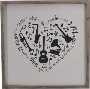 TX USA Home Indoor Decorative Square Framed Heart Shape Musical Instruments Wall Decor