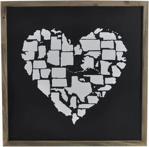 TX USA Home Indoor Decorative Square Framed Heart Shape U.S.A Wall Decor
