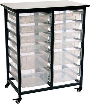 Luxor Furniture Mobile Bin Storage Unit - Double Row with Large and Small Clear Bins