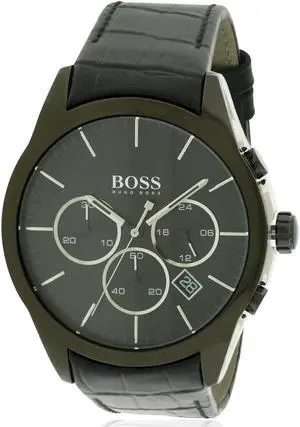 Men's Hugo Boss Chronograph Black Leather Strap Watch 1513367