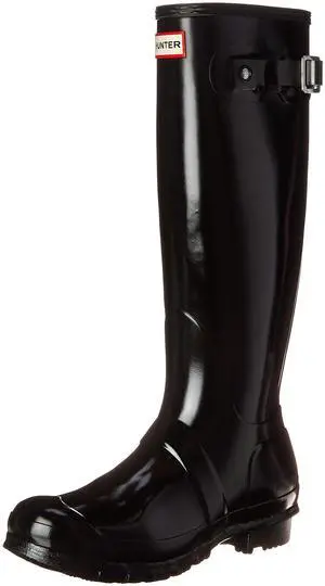 Hunter Womens Original Tall Gloss Rain Boots - Black - 10