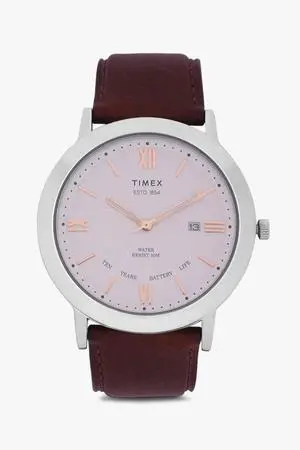 Timex Dress Leather 10 Year Battery Watch