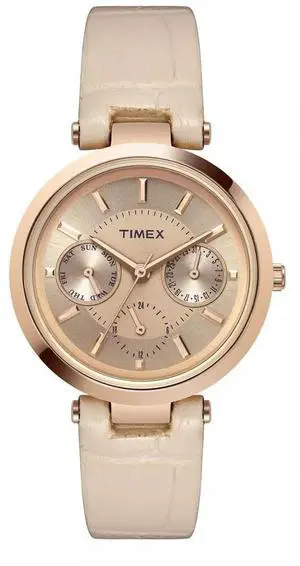Timex Classic 34mm Pink Strap Rose Gold-Tone Ladies Watch