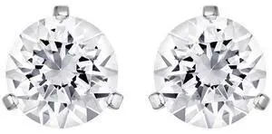 Swarovski Solitaire Pierced Earrings - White - Rhodium Plating -