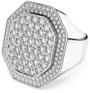 Swarovski Dextera Cocktail Ring Octagon Shape White Rhodium Plated