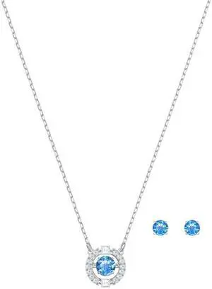 Swarovski Sparkling Dance Set Round Cut - Blue - Rhodium Plated