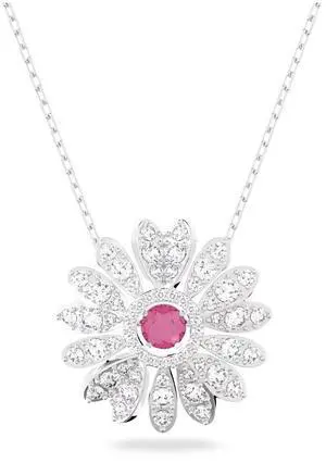 Swarovski Eternal Flower Pendant - Flower - Pink - Rhodium Plated