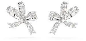 Swarovski Hyperbola stud Earrings Bow - Small - White - Rhodium Plated