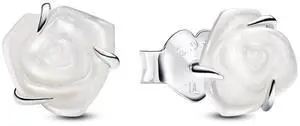 Pandora White Rose in Bloom Stud Earrings