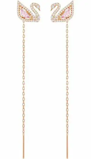 Swarovski Dazzling Swan Drop Earrings Swan - Pink - Rose Gold-Tone Plated