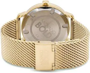 Movado Bold Mens Gold Plated Stainless Steel Swiss Quartz Watch 3600560