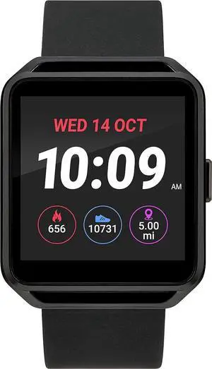 iConnect by Timex Square Black Silicone Smartwatch